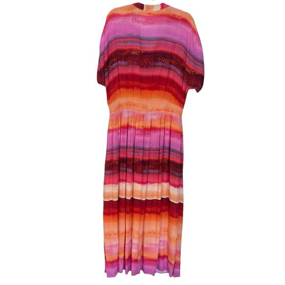 Chico’s Rio Sunset Long Maxi Dress Women’s Size 2.5 14 Large Red Pink Orange - Picture 6 of 6